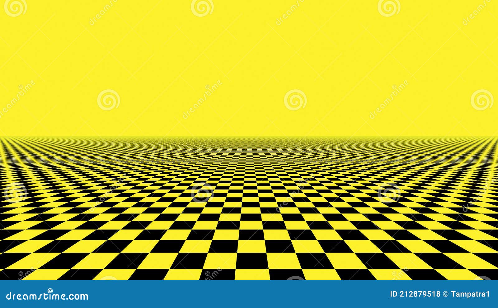 Checkered Abstract Wallpaper, Black and Yellow Flooring Illusion