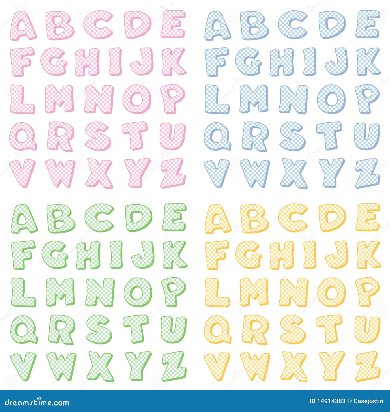 Checkered Alphabet, Four Pastel Colors Stock Photos - Image: 14914383