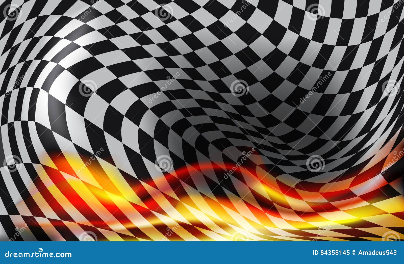 checkered with flames