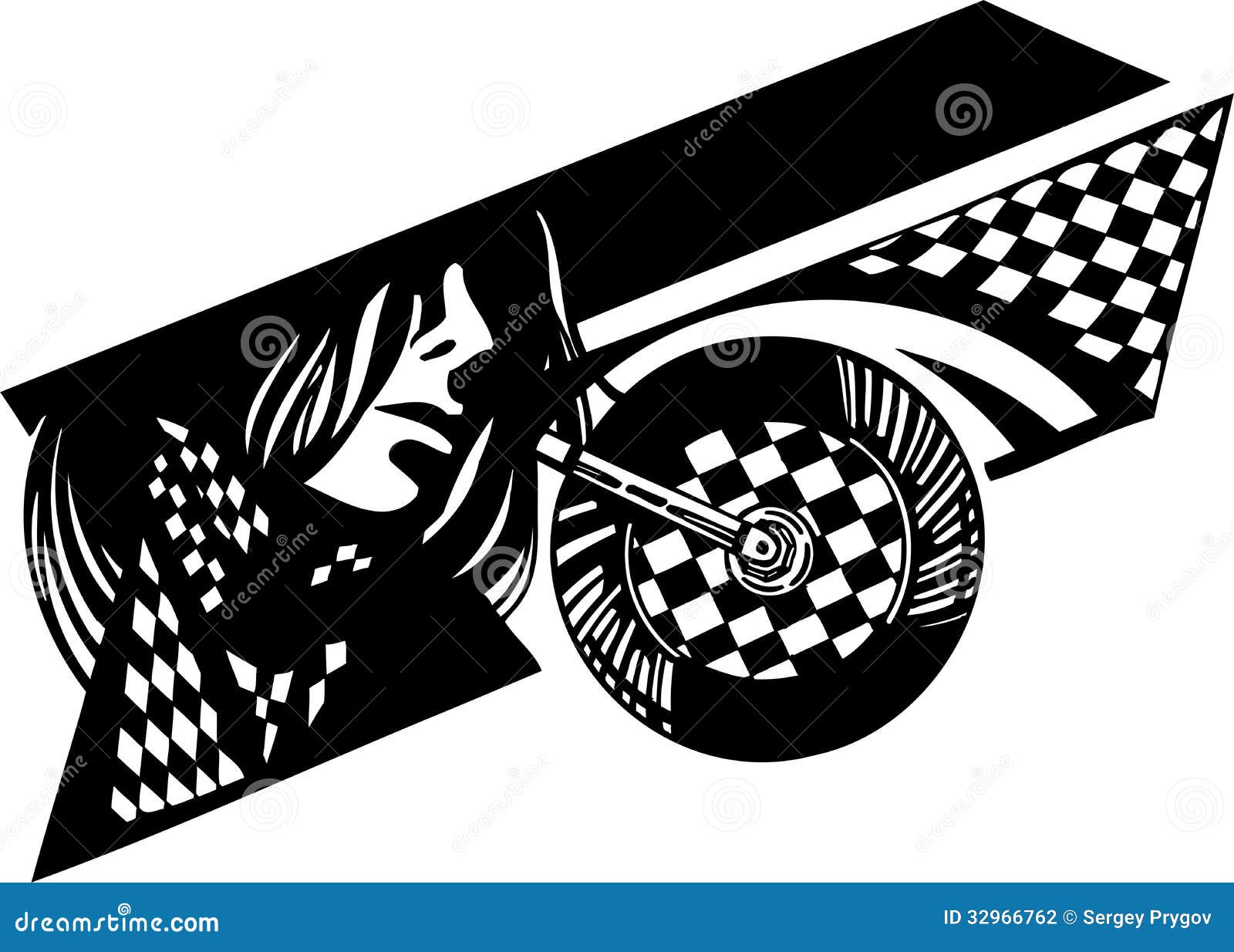 Checkered Flag and Bike. Vector Illustration. Stock Vector Illustration of race, composite