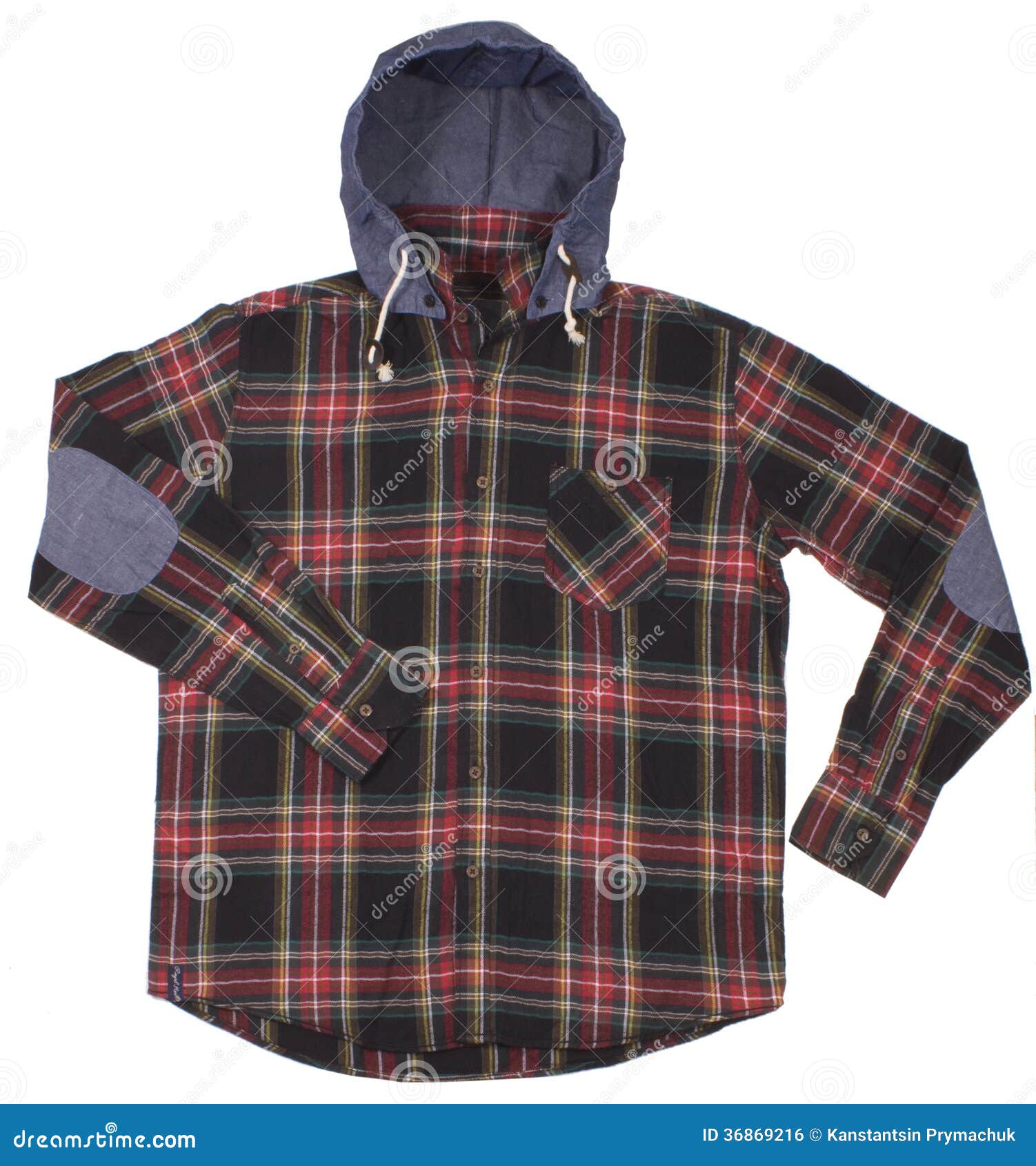 Man In Hoodie Checkered Shirt Stock Photo - Download Image Now