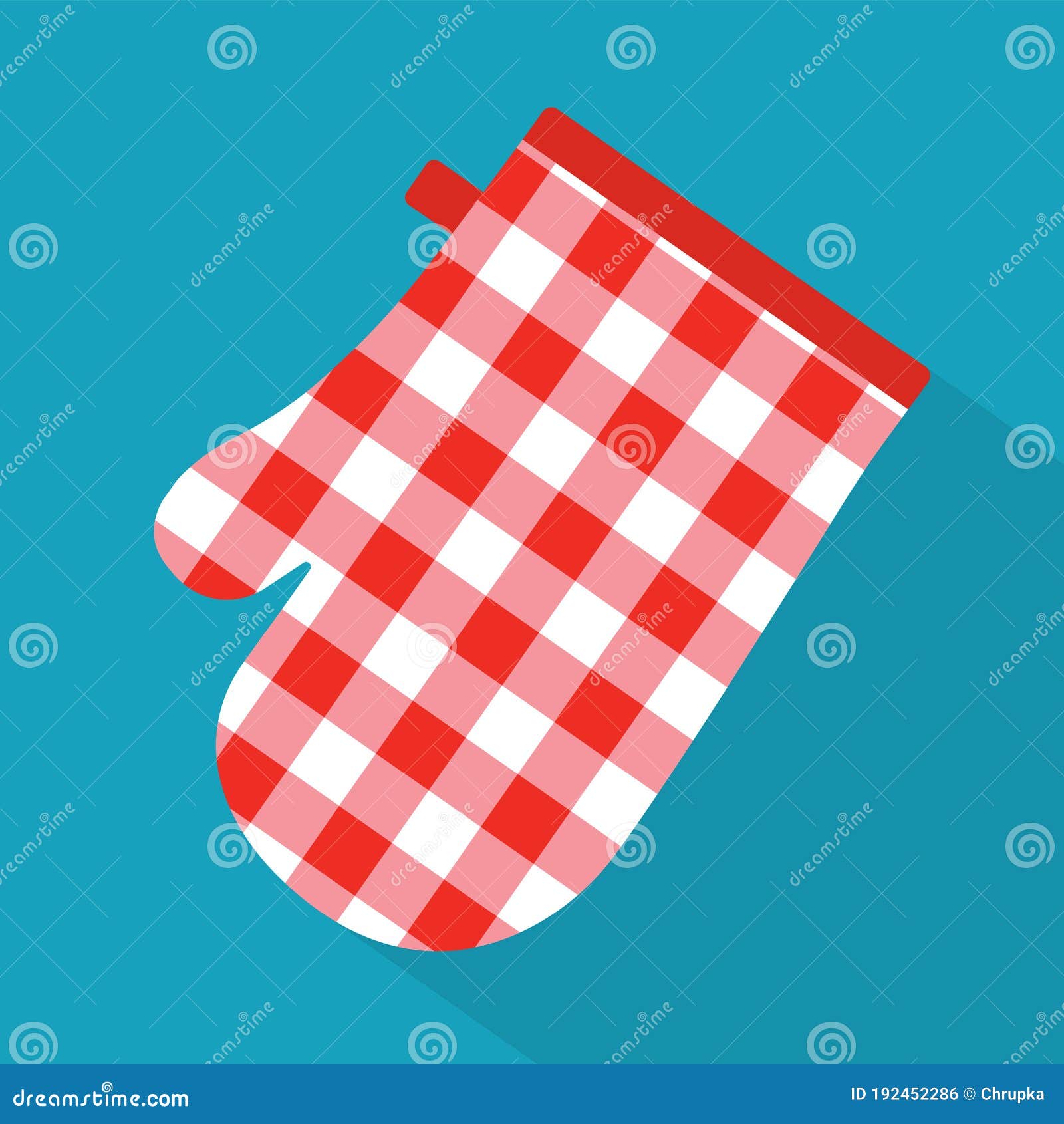 Checkered Kitchen Glove Icon Stock Vector Illustration of kitchenware