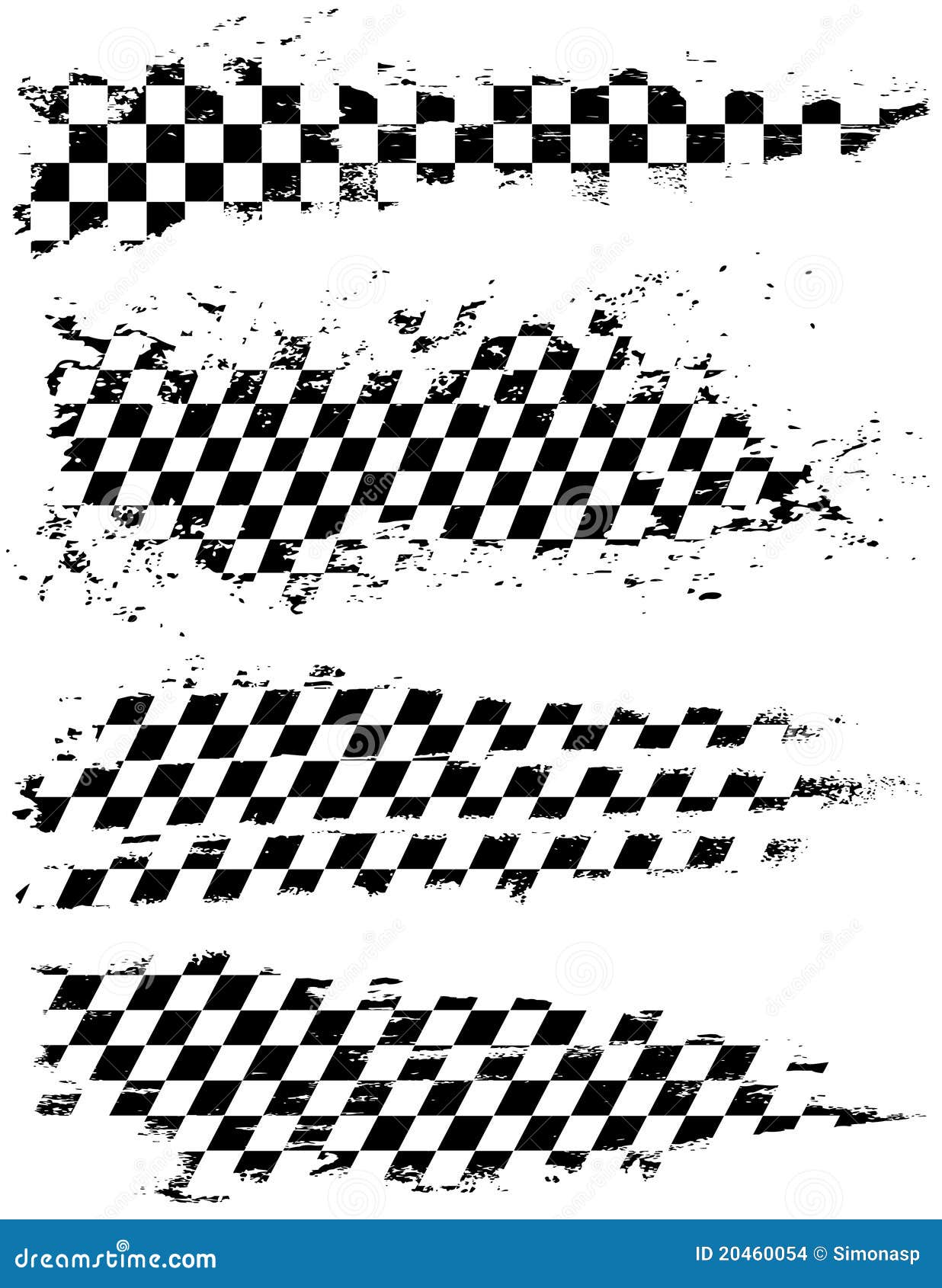 Checkered Markierungsfahne. Vektorset checkered laufende Splatters.