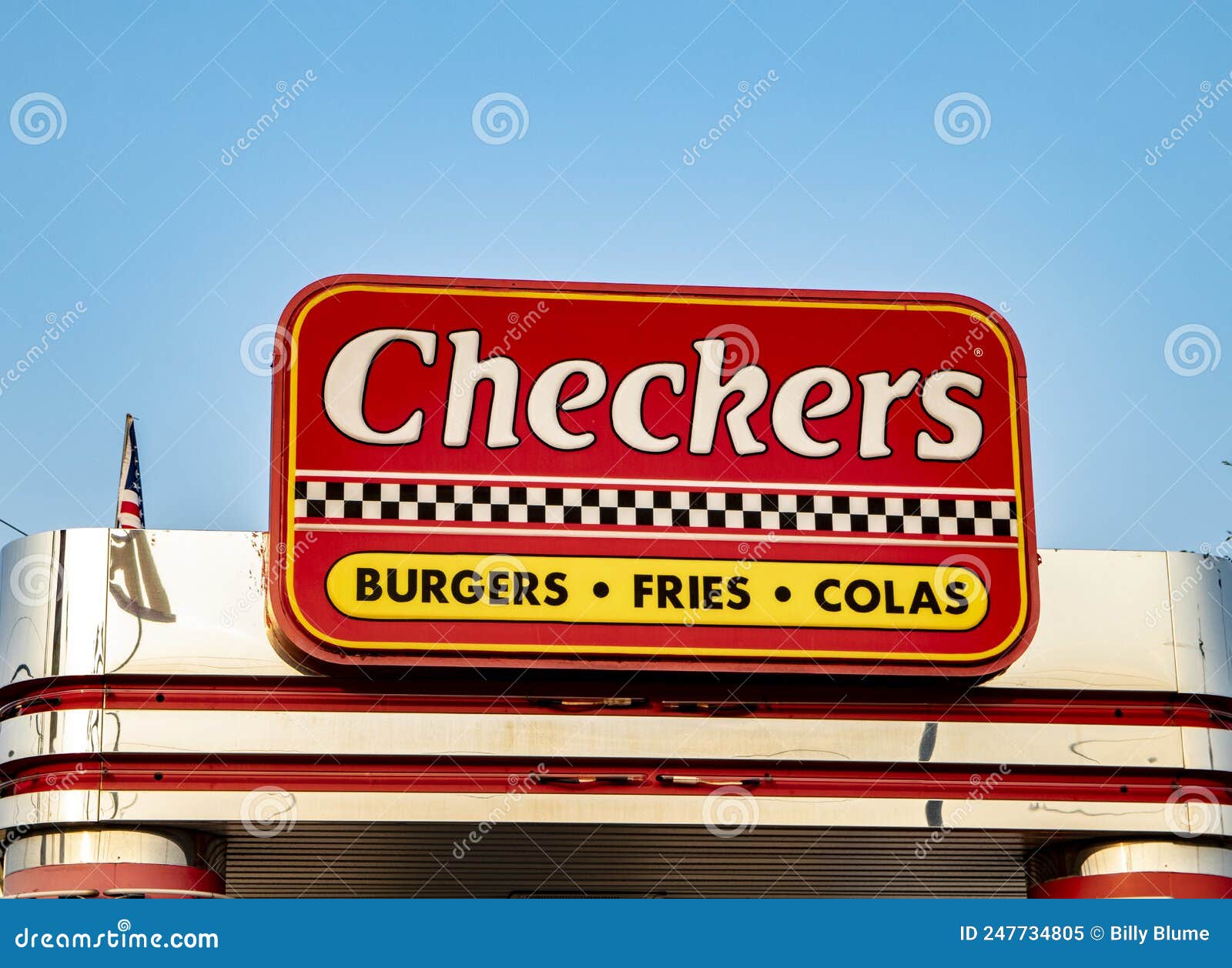Checkers Fast Food Building Sign Editorial Image - Image of brand ...