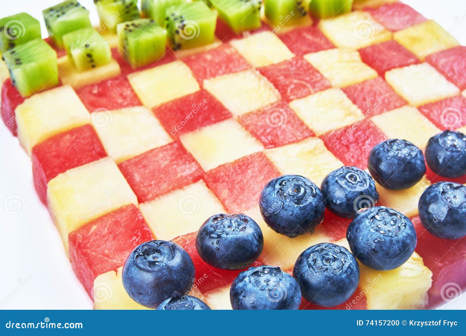 Checkers made from fruits stock photo. Image of creative 74157200