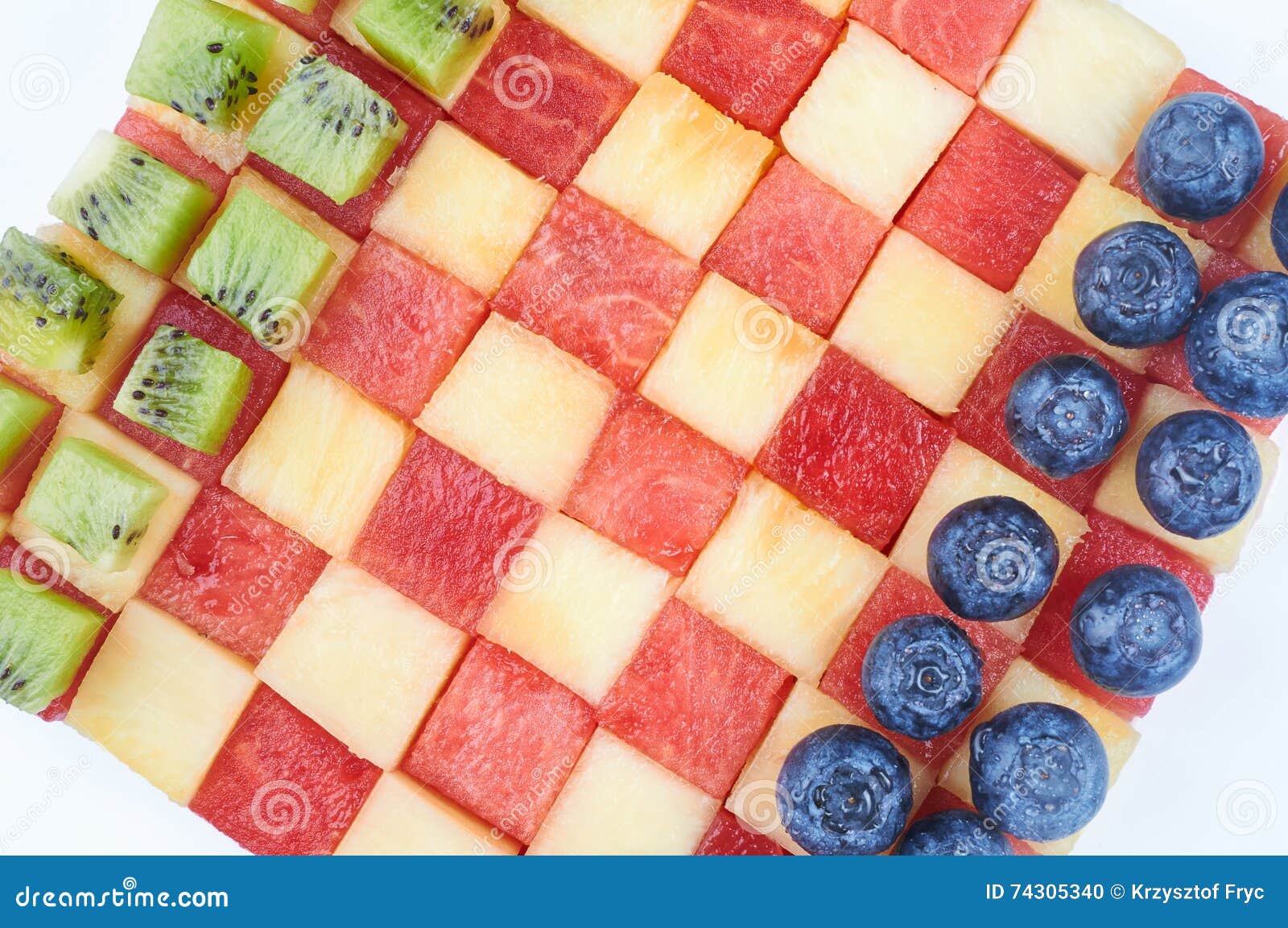 Checkers made from fruits stock photo. Image of breakfast 74305340