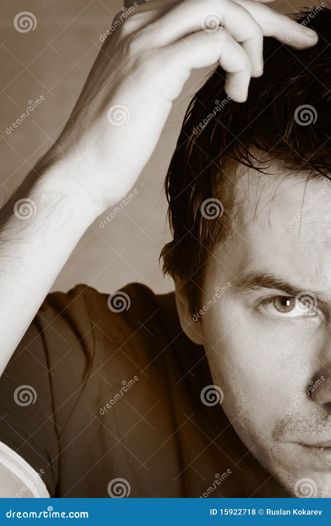 Checking hairstyle. stock photo. Image of bathroom, checking 15922718