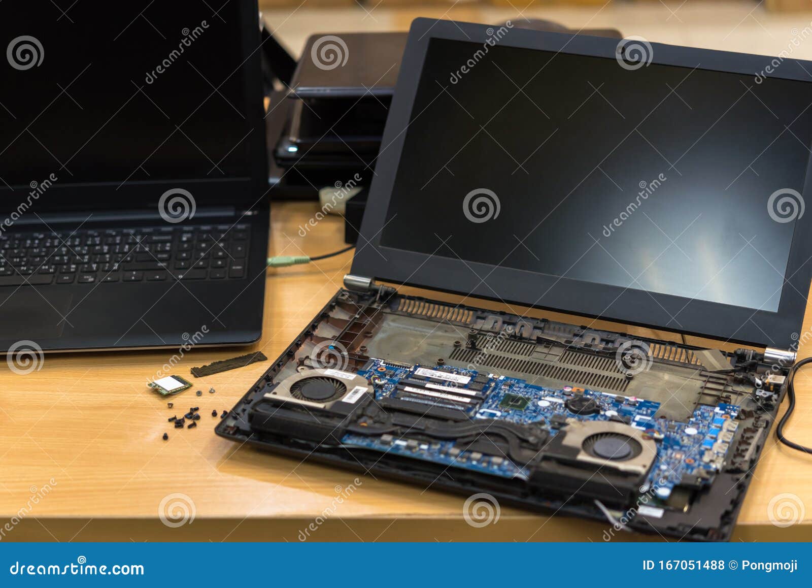 Checking a Notebook Laptop for Repair at Shop Stock Photo Image of