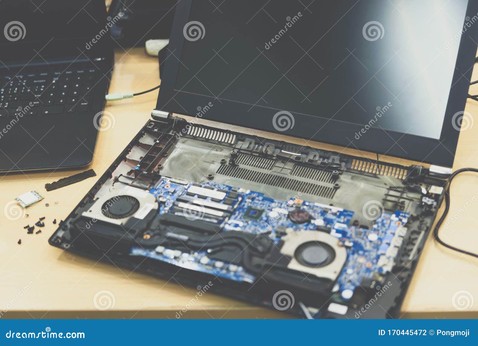 Checking a Notebook Laptop for Repair at Shop Stock Photo Image of
