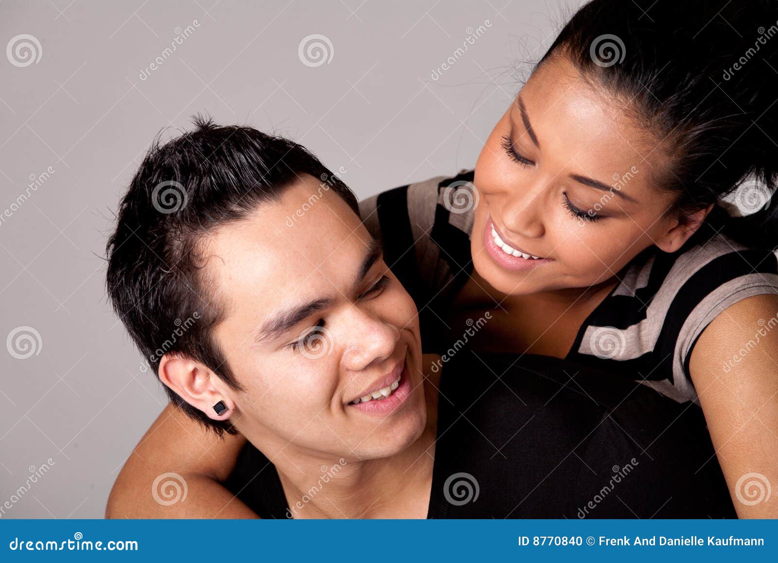 Checking Out My Indonesian Lover with a Smile Stock Photo