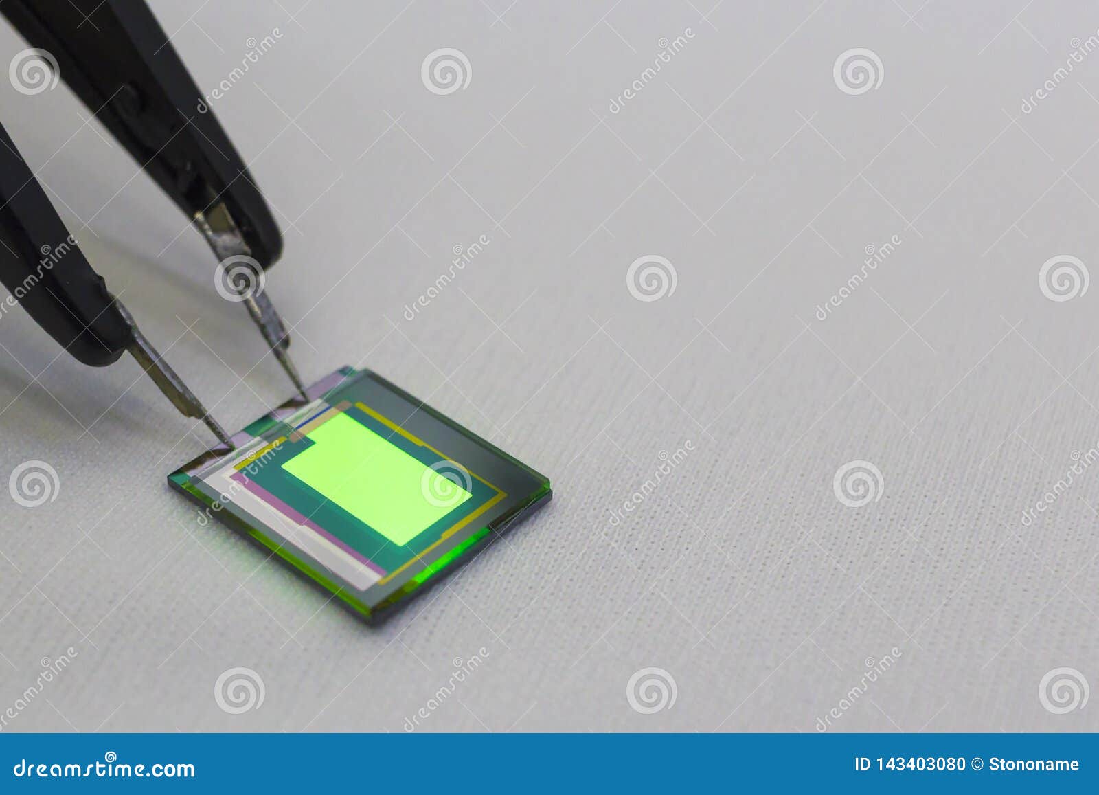 Checking turn on small tiny oled display on probe station stock image