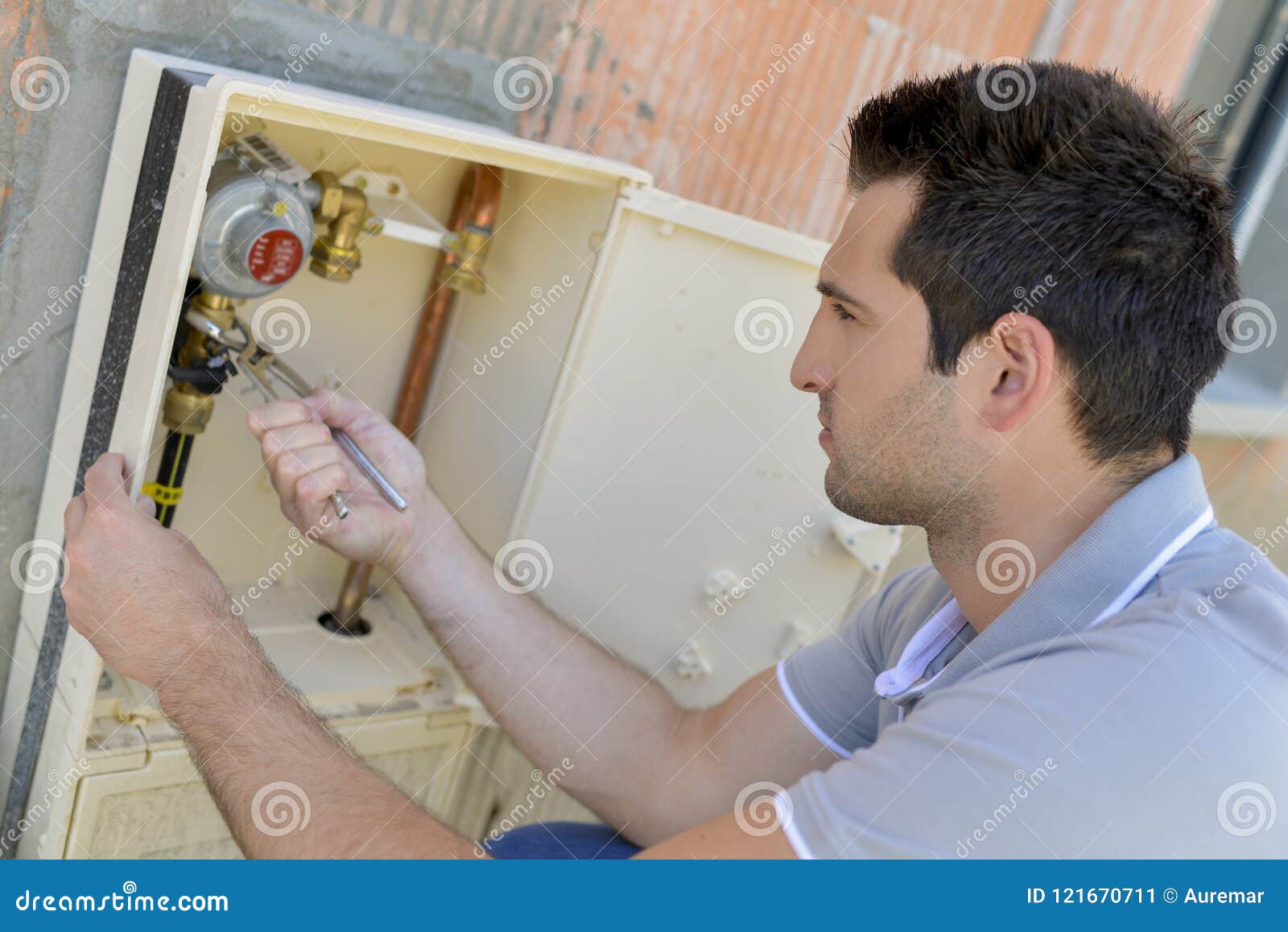 Checking the water meter stock image. Image of engineering - 121670711