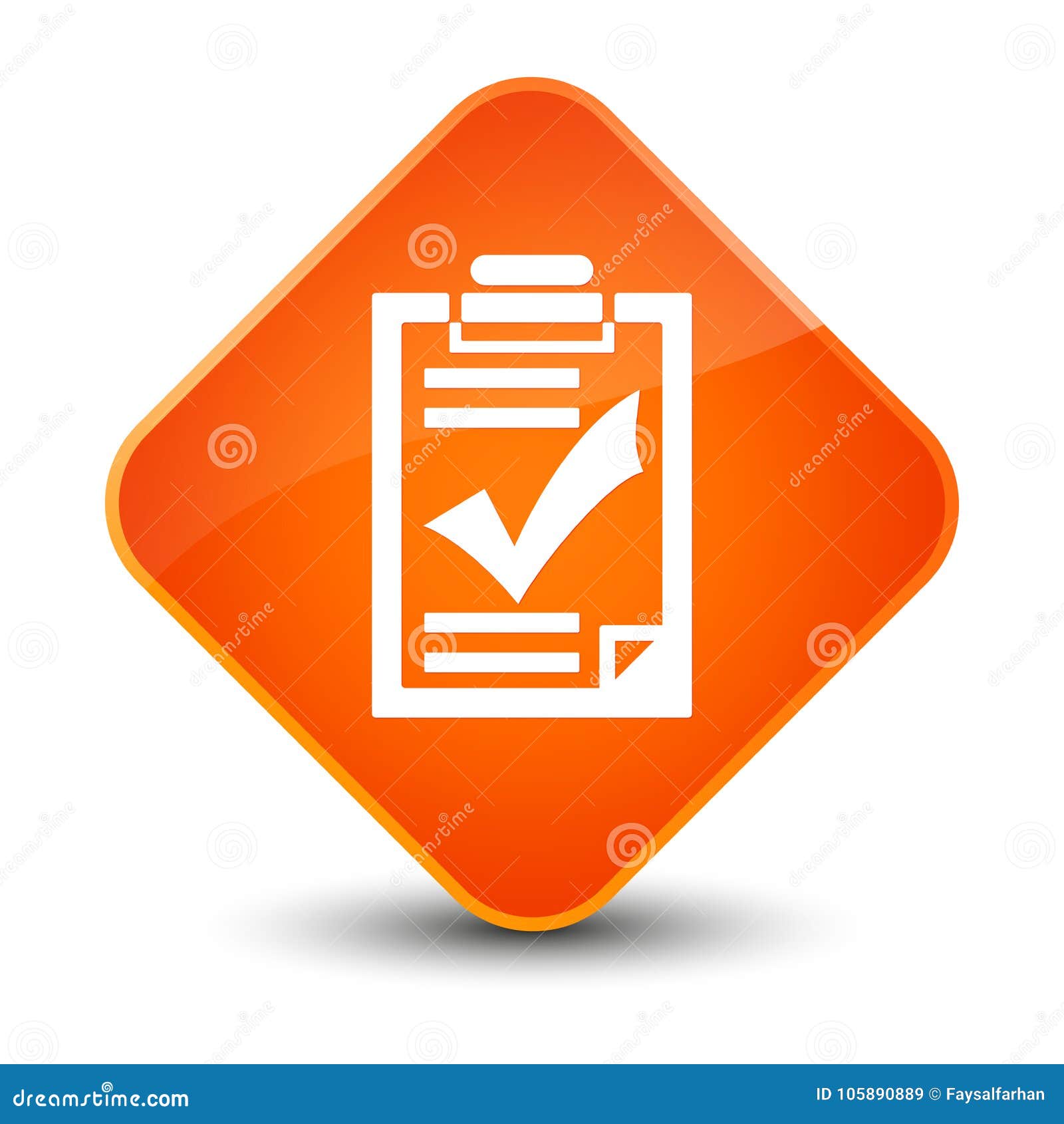 Checklist Icon Elegant Orange Diamond Button Stock Illustration
