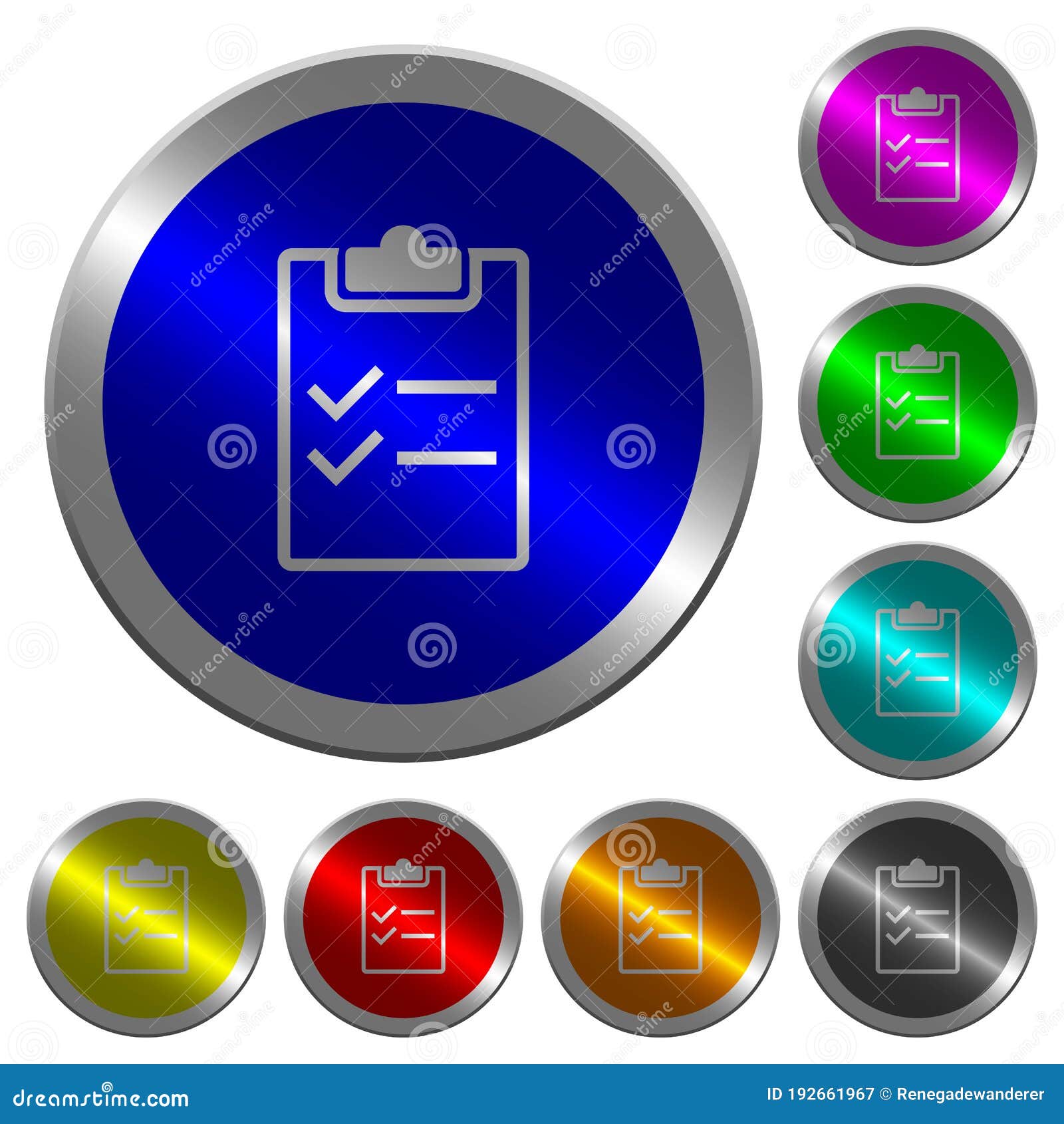 Checklist Luminous Coinlike Round Color Buttons Stock Vector
