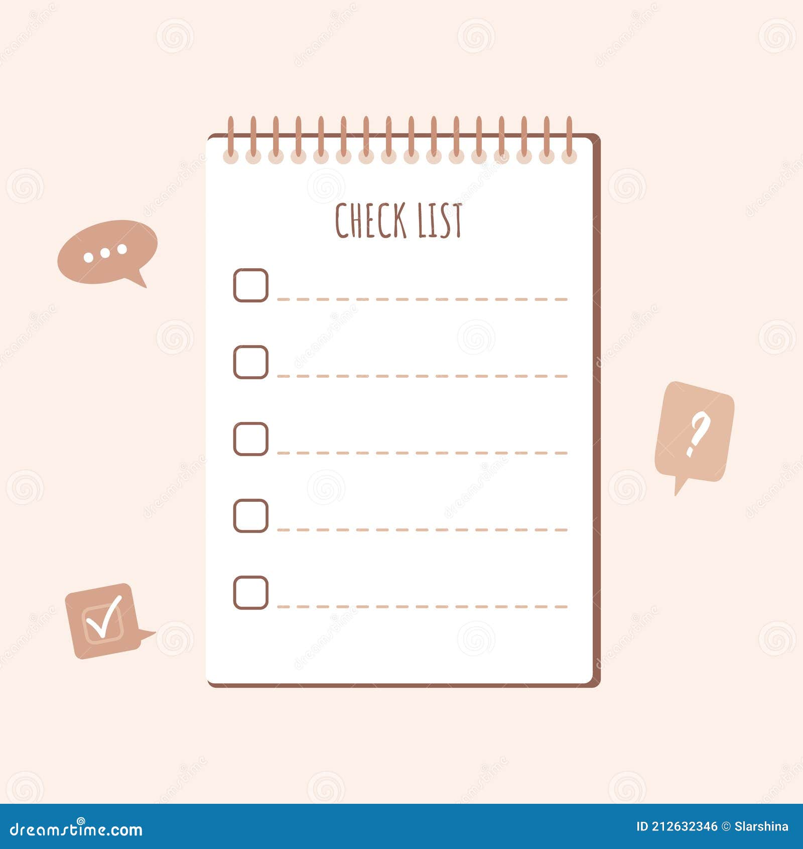 Checklist on the Table Planning and Organization of Work Stock Vector