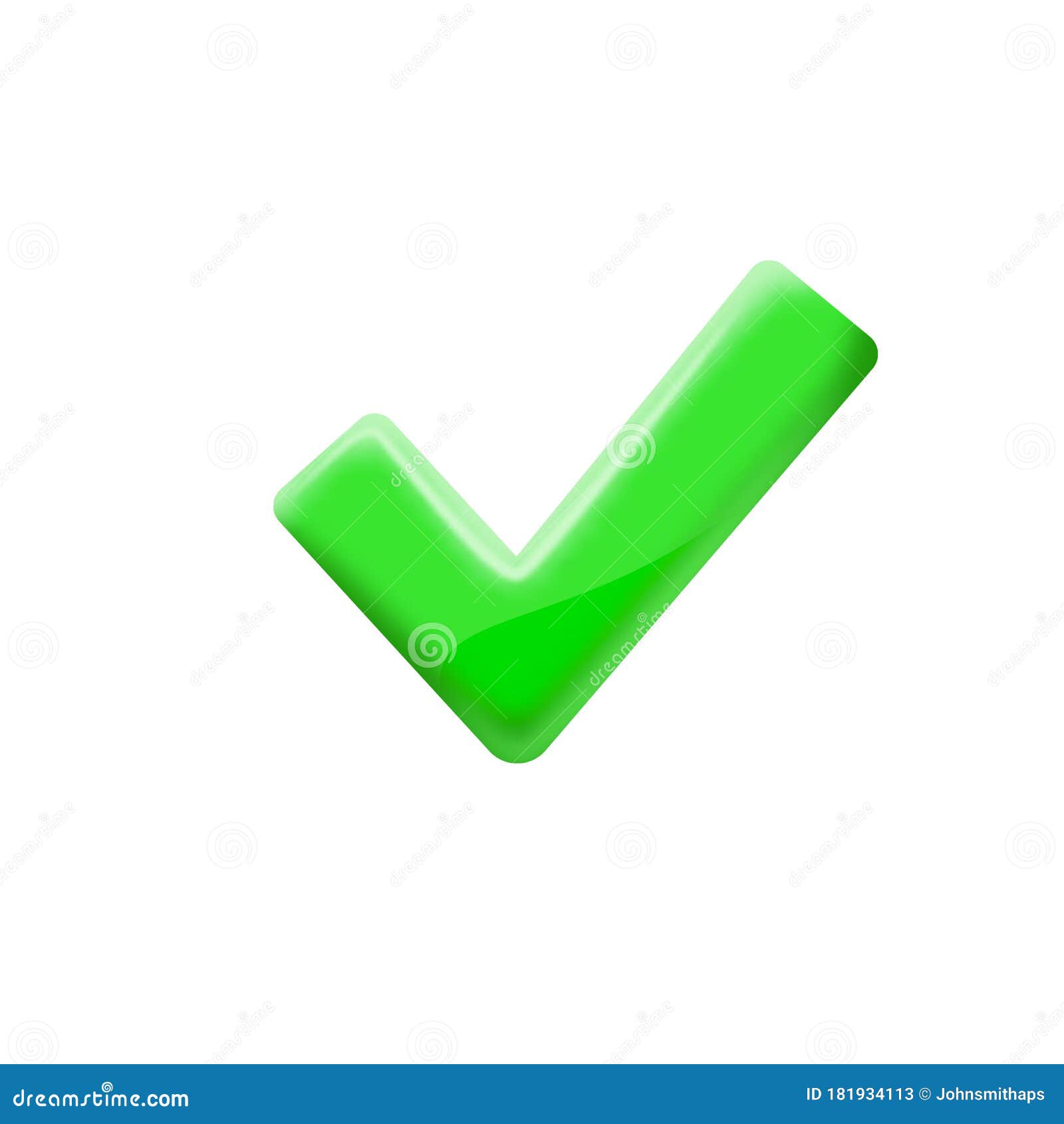 Checkmark Icon. 3d Tick Sign. Green Check Mark Icon Isolated on White