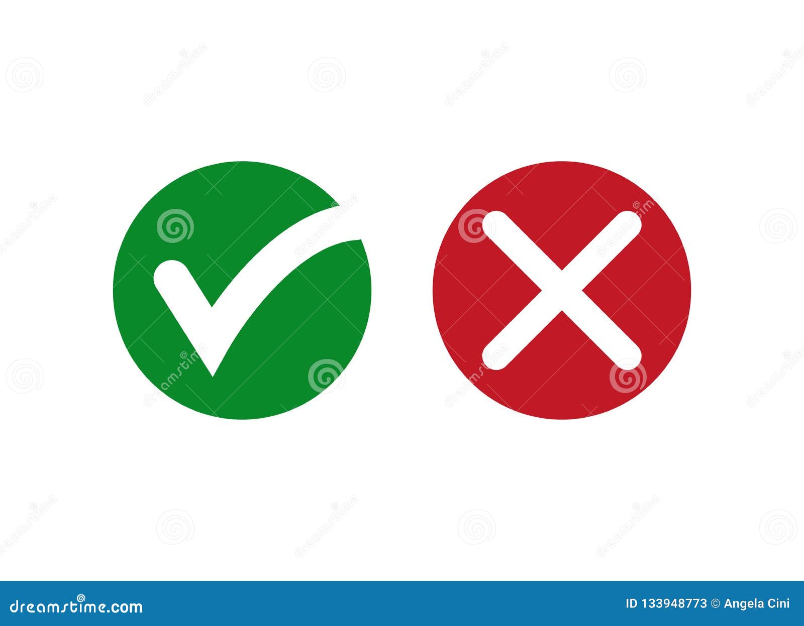 checkmark, x, yes and no or confirm and deny icon