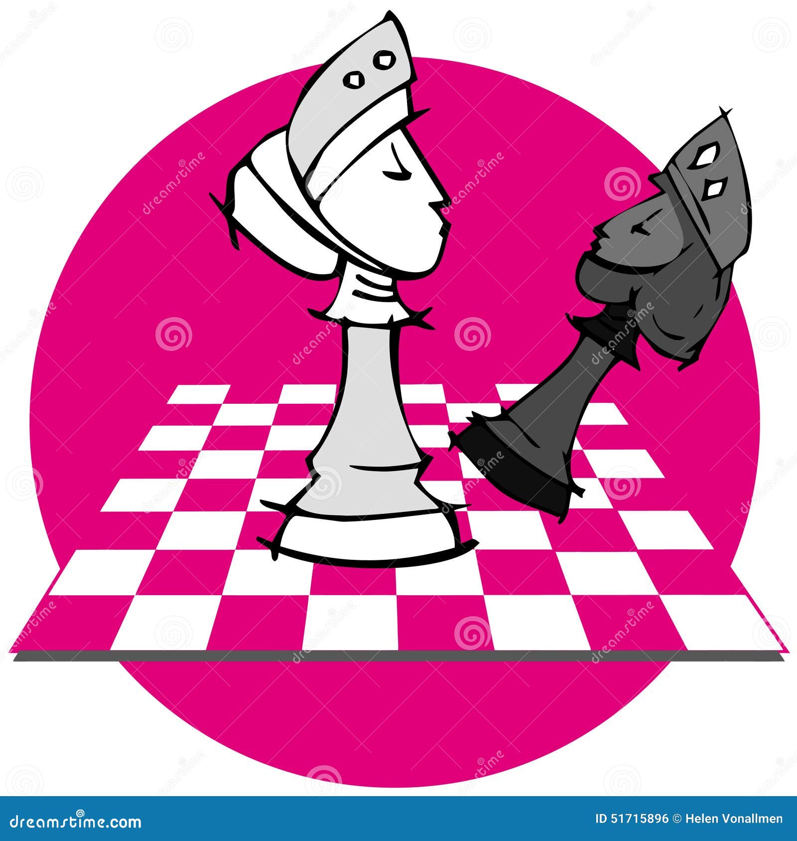 Queen King Checkmate: Chess Game, Cartoon Stock Vector