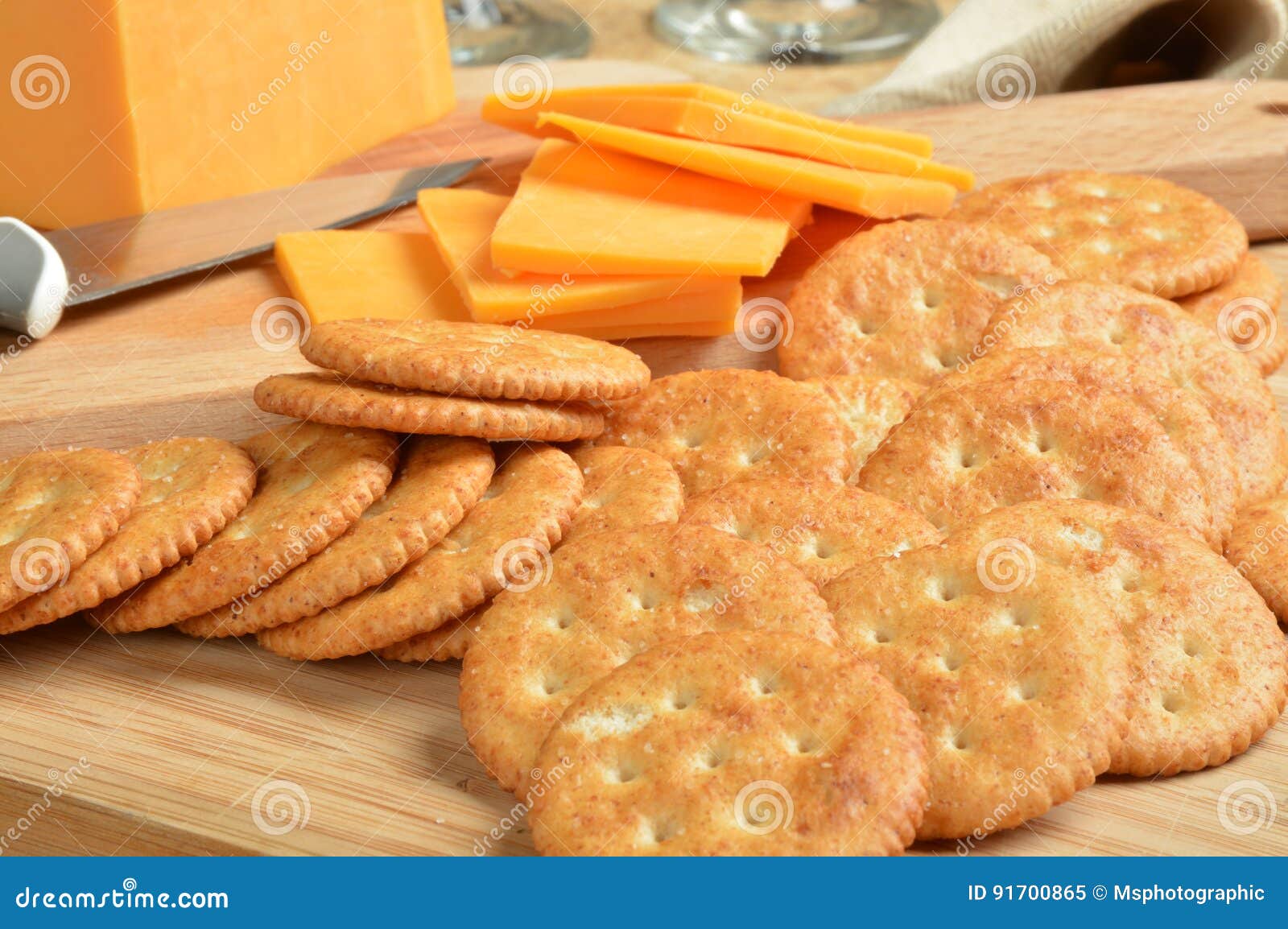 Cheddar Cheese and Crackers Stock Image Image of sliced, food 91700865