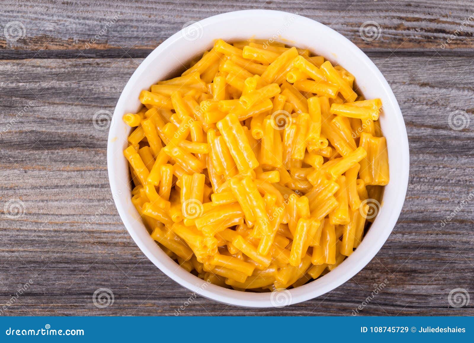 Mac And Cheese Bowl On Rustic Table Stock Image - Image of dish, yellow: 108745729