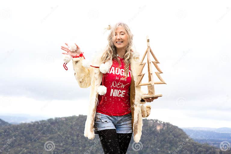 Cheeky Aussie Girl Celebrating Christmas in July Blue Mountains