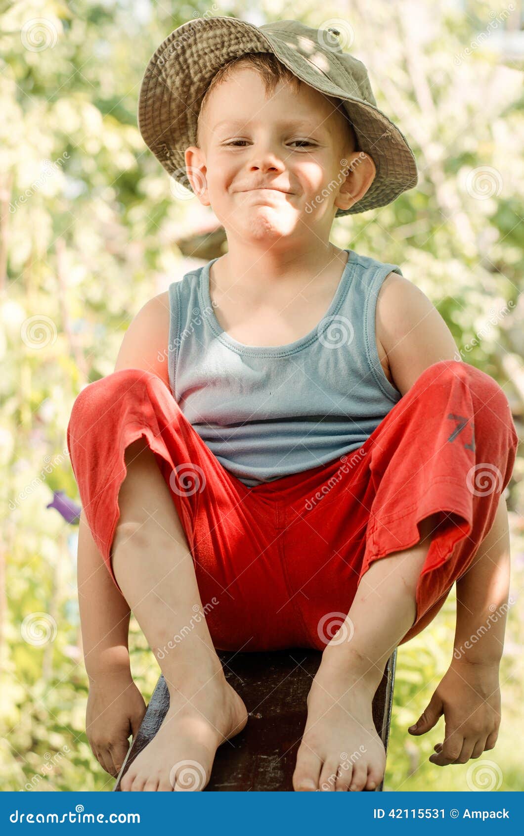 Cheeky Young Barefoot Country Boy Stock Image - Image ...