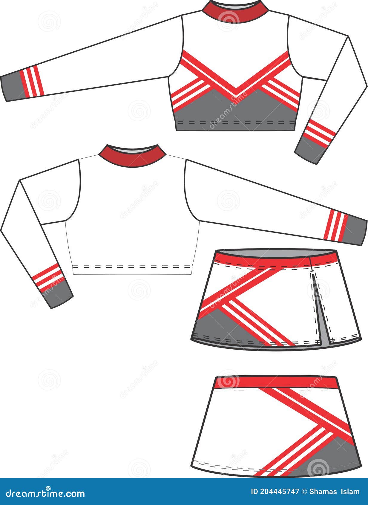 Cheer Uniform Mock Ups Templates Sublimated Vectors Stock Vector Cheer Uniform Mock Ups Templates Sublimated Vectors Stock Vector