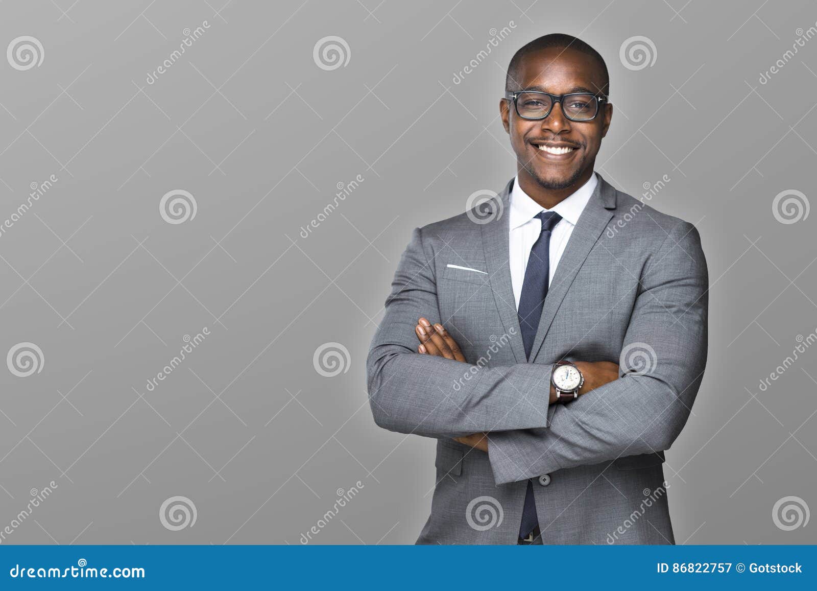 cheerful african american businessman with a charming smile accomplished proud and successful