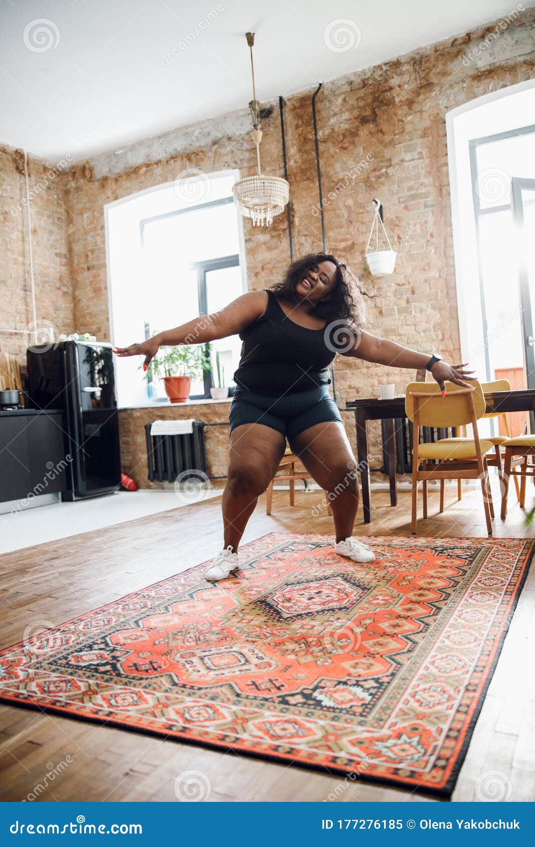 learning new dance movements and feeling good stock photo