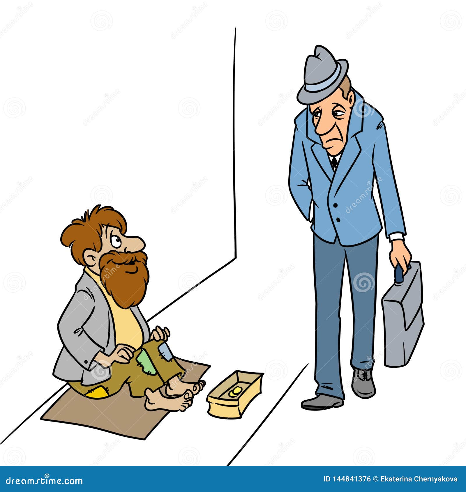 Cheerful Beggar Sad Businessman Office Worker Cartoon Illustration Stock  Illustration - Illustration of worker, misery: 144841376