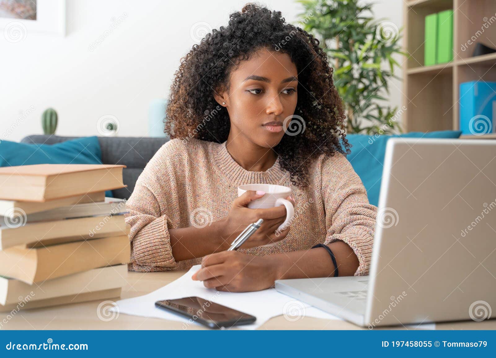 black person doing homework