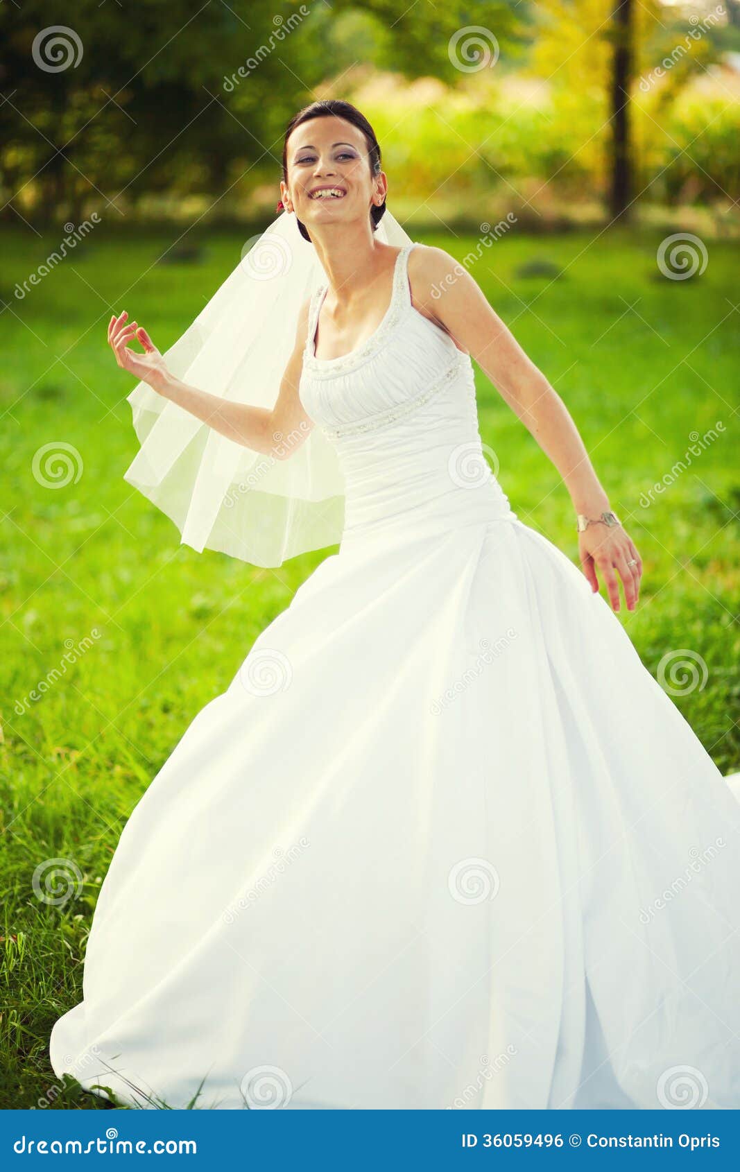 Cheerful bride wedding day stock photo. Image of looking 36059496