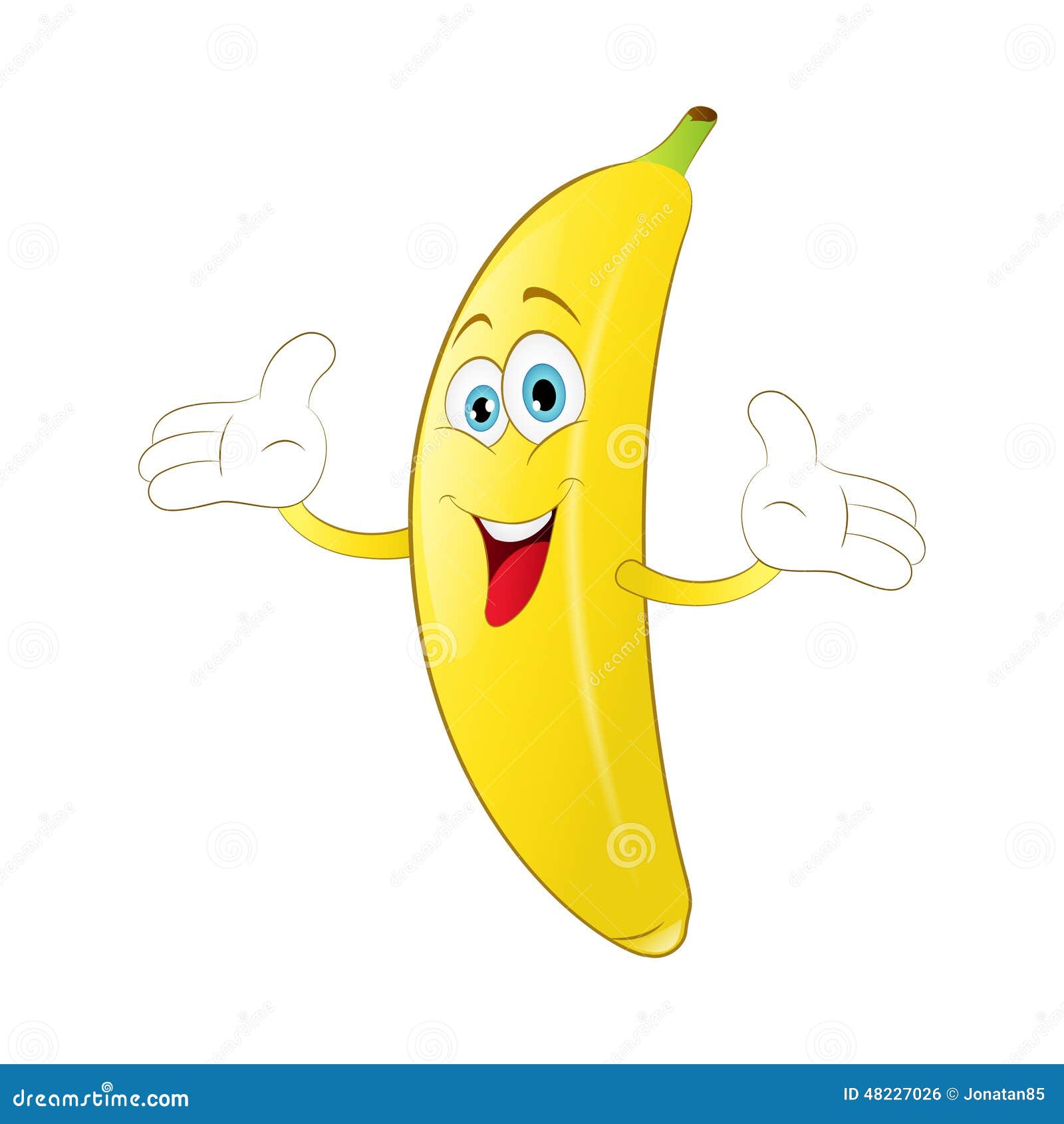 Cheerful Cartoon Banana Raising His Hand Stock Vector - Illustration of  color, grow: 48227026