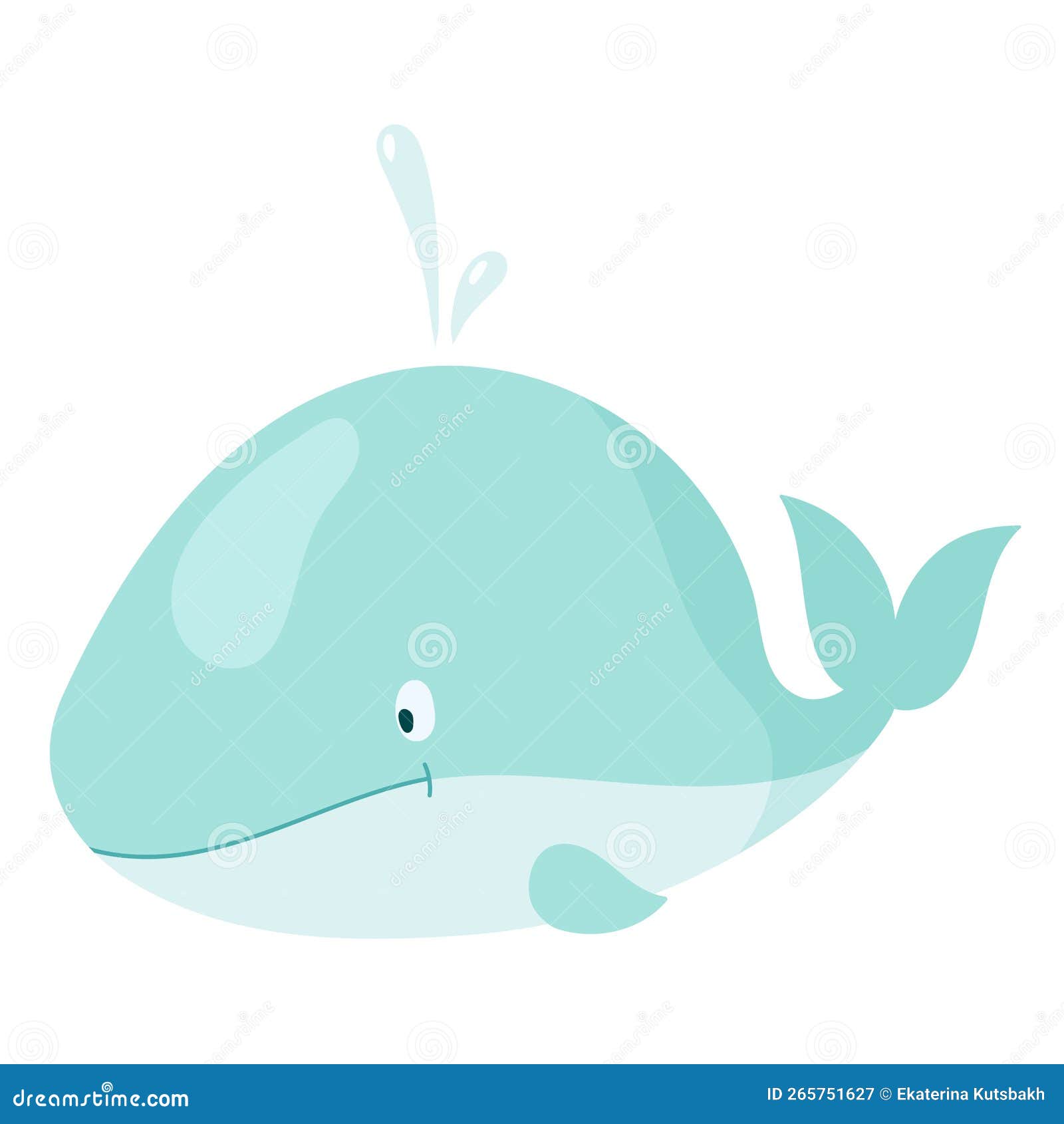 Cheerful Cartoon Blue Whale, Vector Isolated Illustration Stock ...