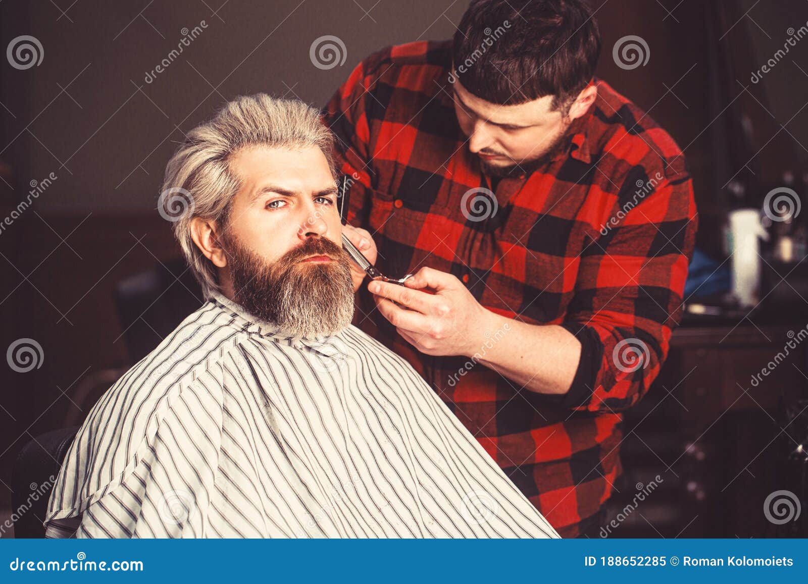 Cheerful Caucasian Man Happy To Be on the Haircut with a Professional ...