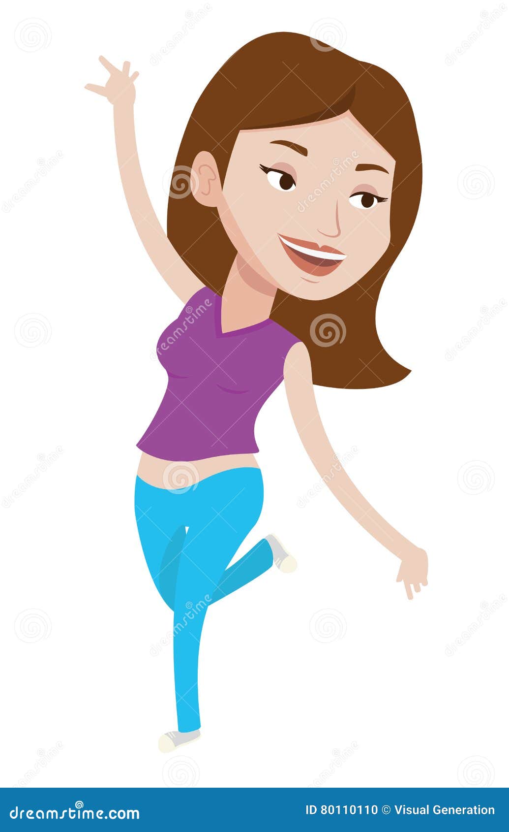 Cheerful Caucasian Woman Dancer Dancing. Stock Vector - Illustration of ...