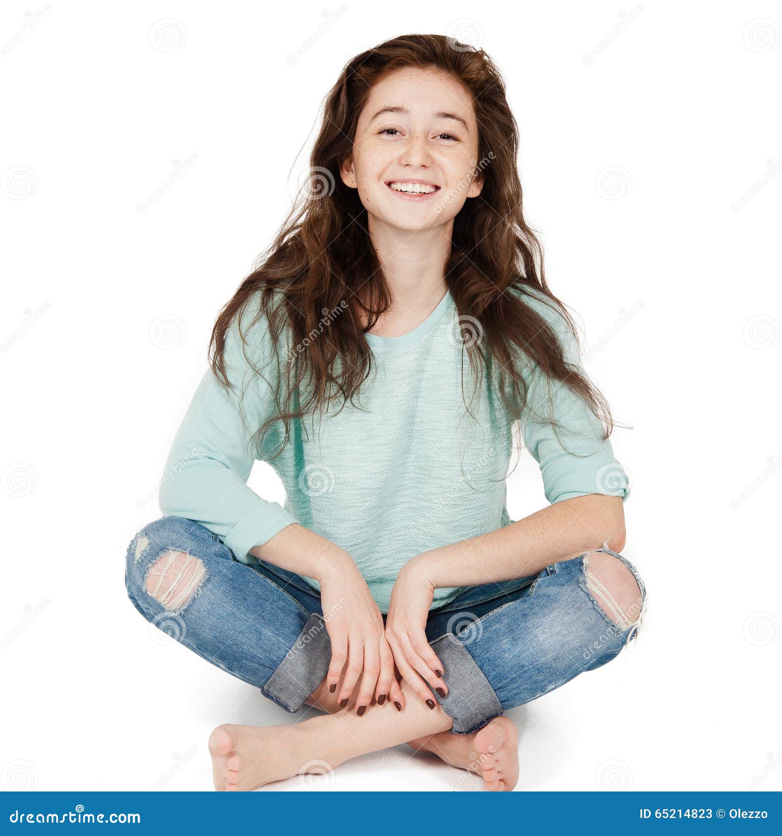 Cheerful Cute Teen Girl 17 18 Years Isolated On A White