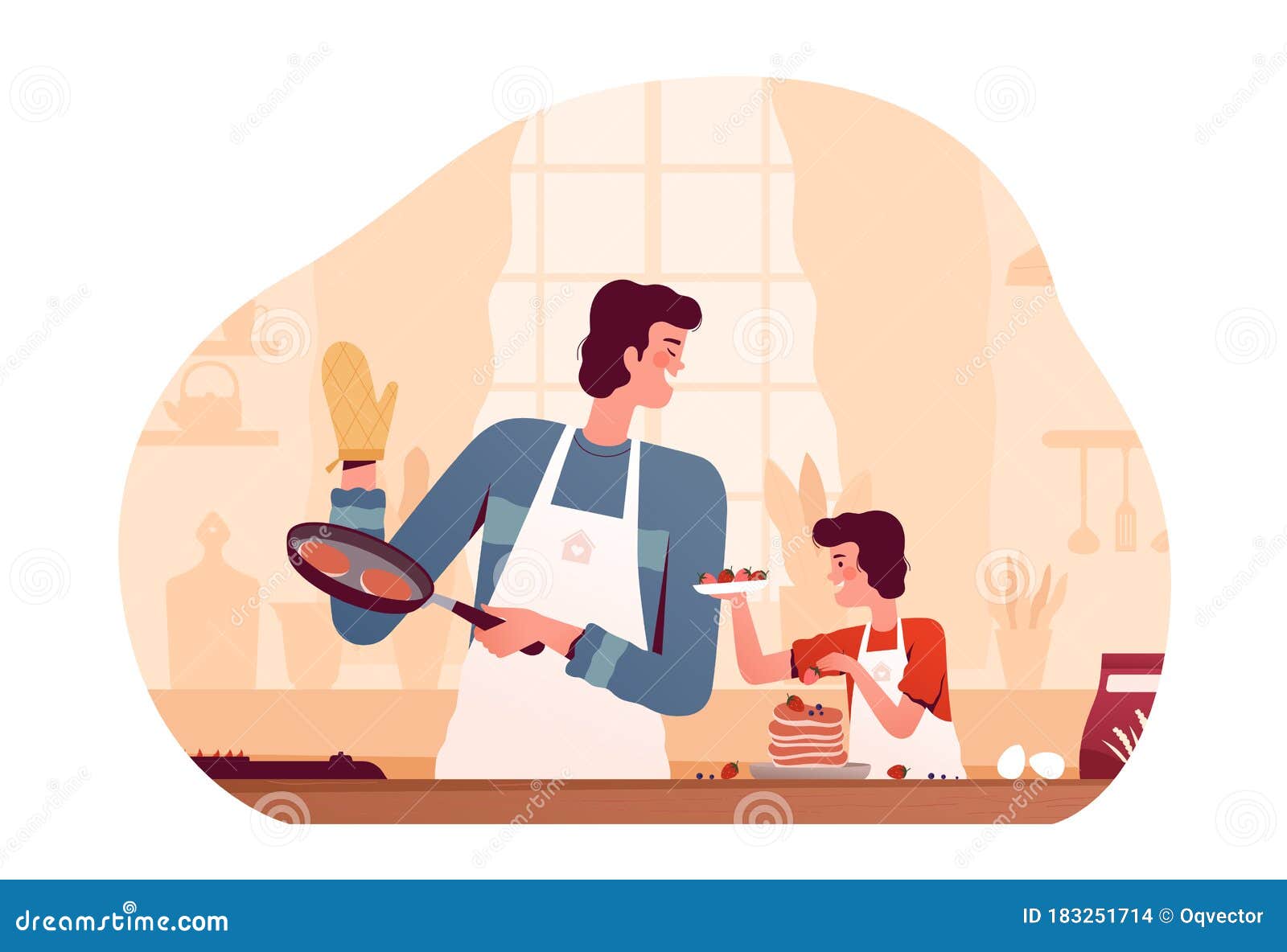 father son kitchen band clipart