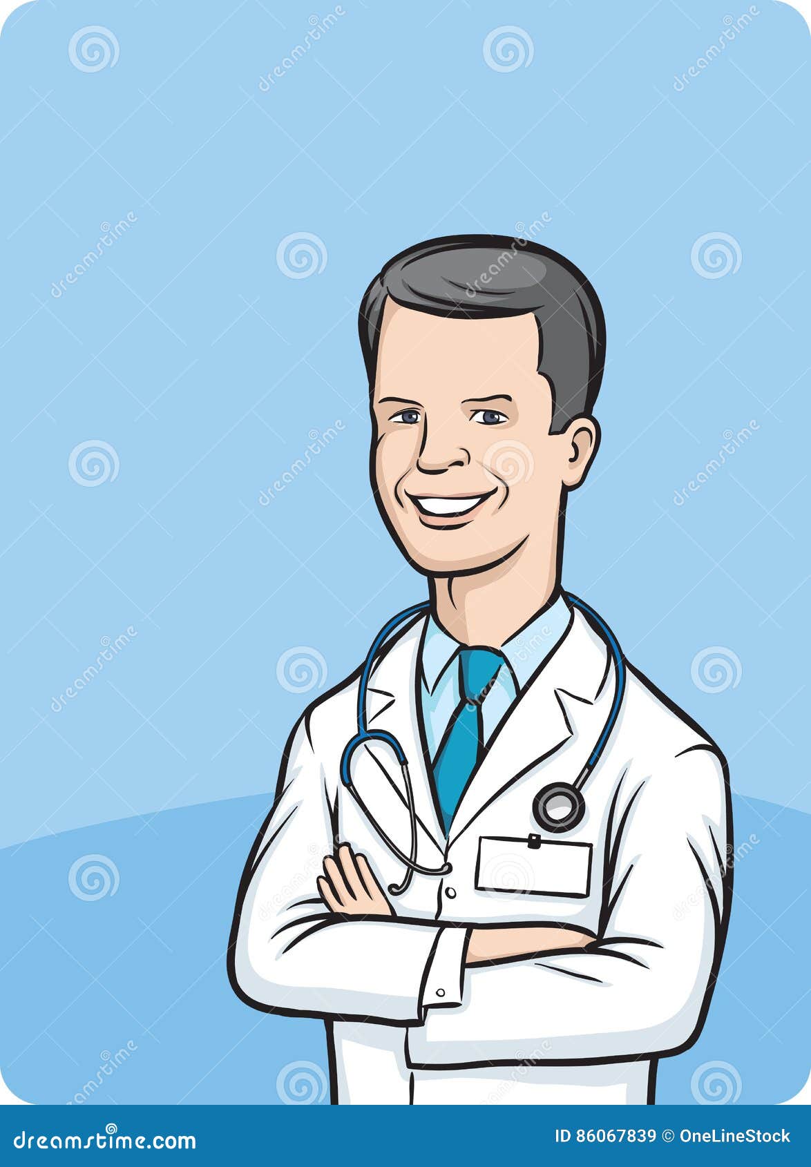 Cheerful Doctor Arms Crossed Stock Vector - Illustration of cheerful ...