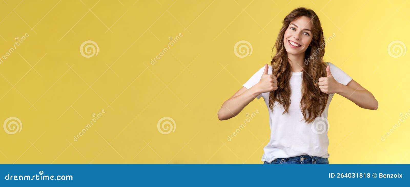 Cheerful Enthusiastic Young Woman Support Lgbtq Pride Give Thumbs Up Tilt Head Approval Like 