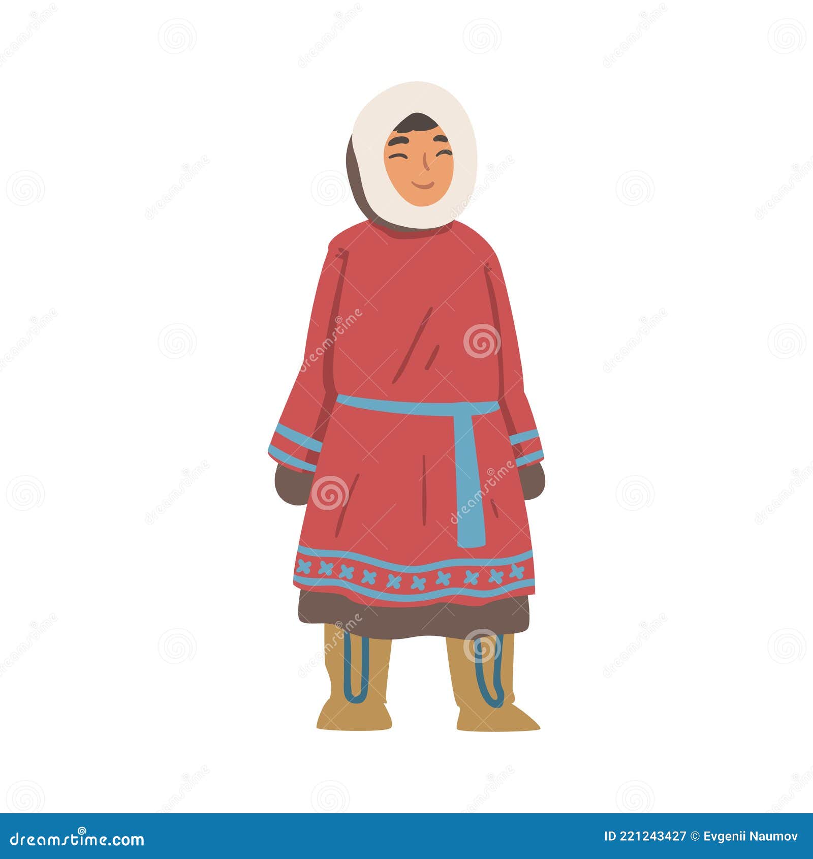 Cheerful Eskimo Girls Character Wearing Traditional Authentic Clothing ...