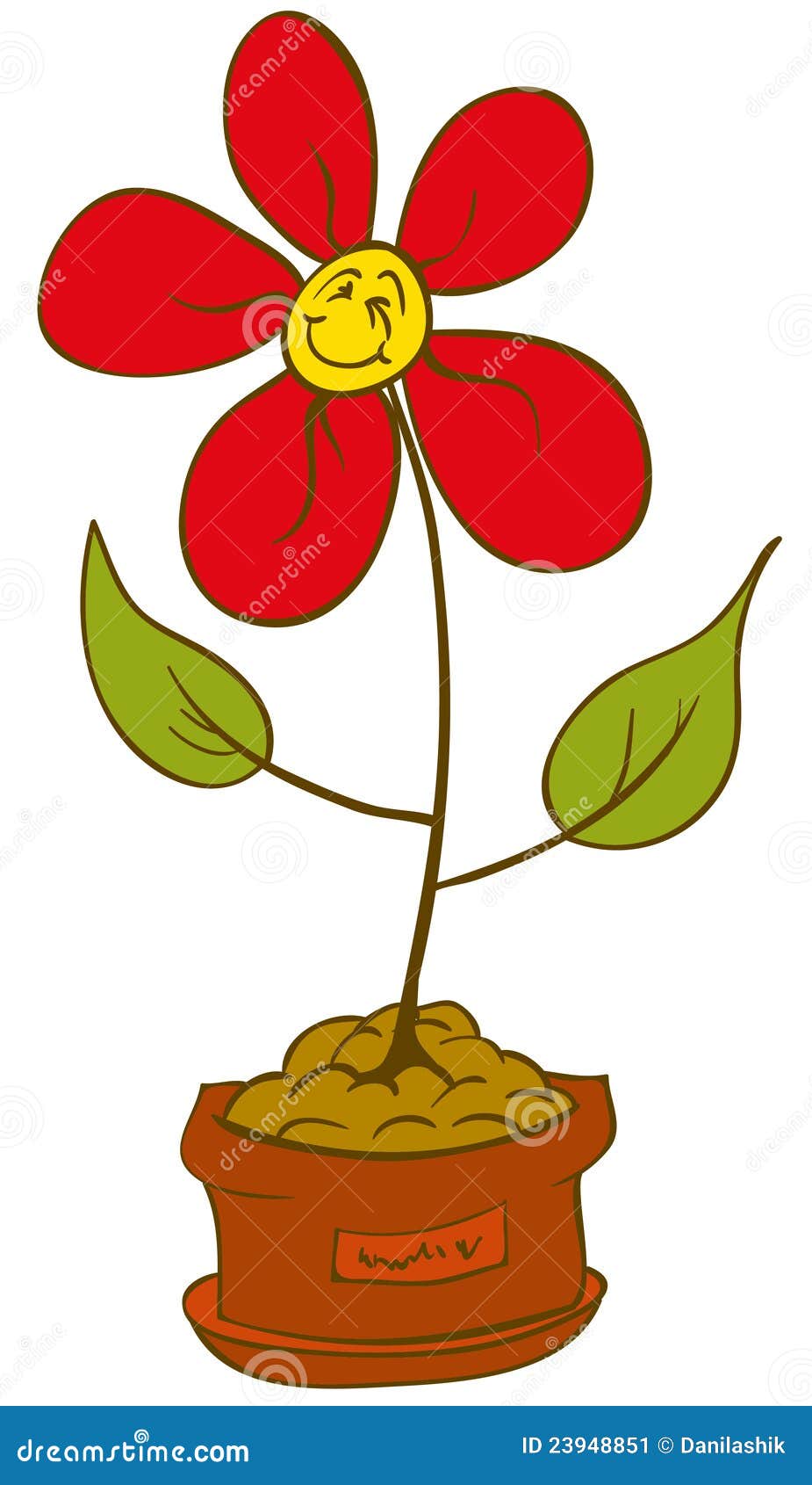 Cheerful flower pot stock vector. Illustration of smiling - 23948851