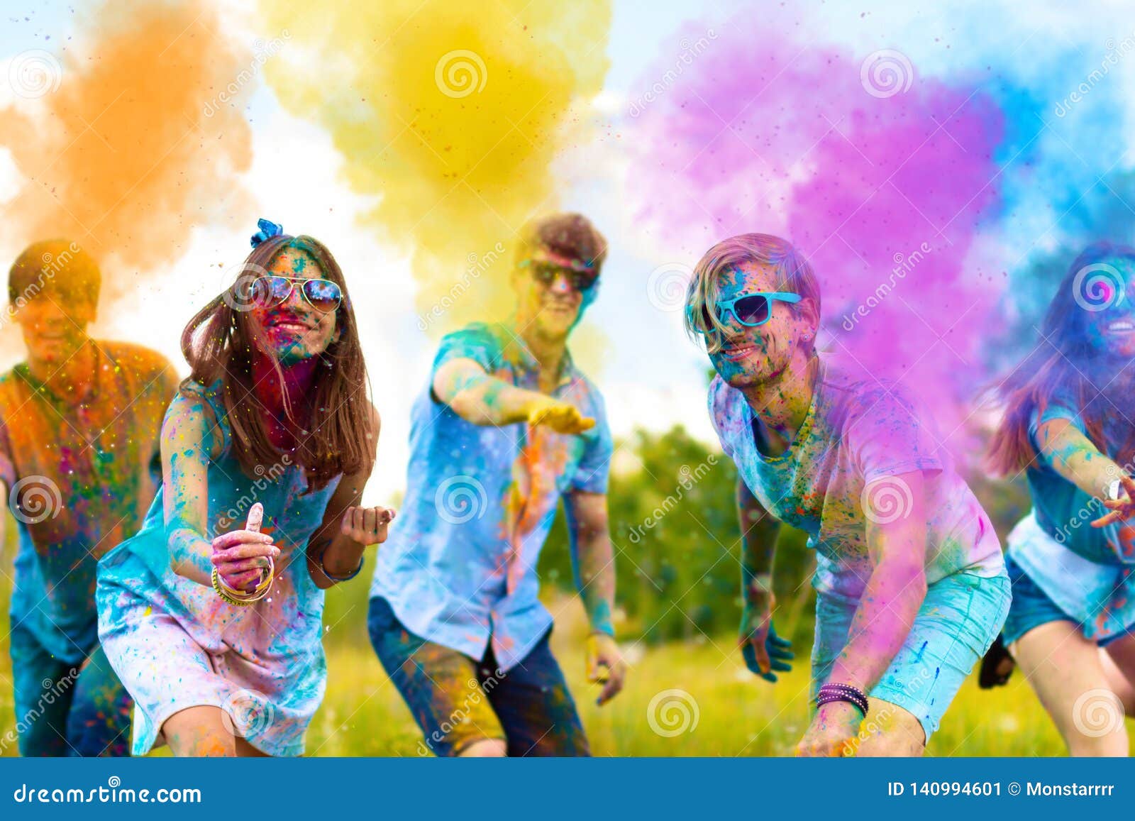 Happy Friends Celebrating Happy Holi Holiday Festival Stock Image ...