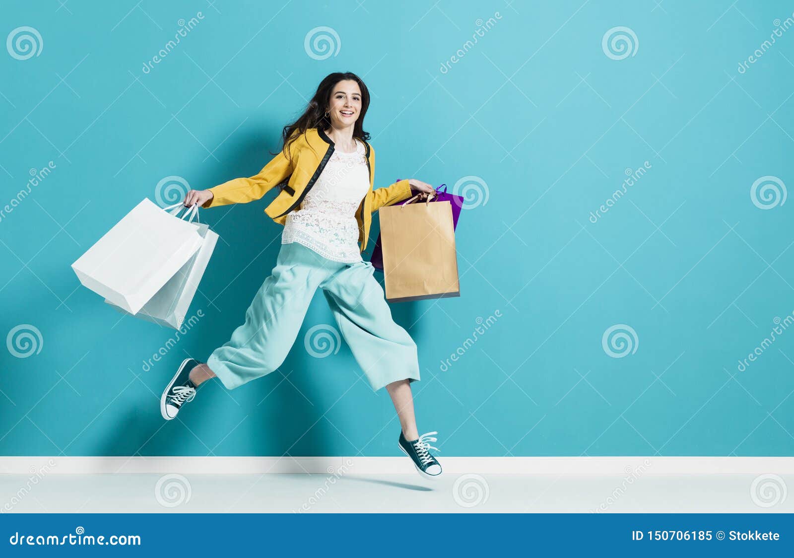 Cheerful Happy Woman Enjoying Shopping Stock Image - Image of ...
