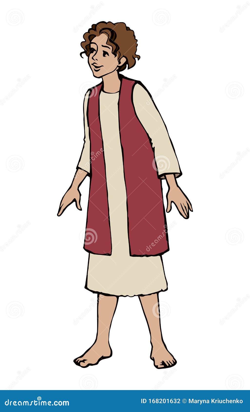 Cheerful Jewish Boy in Antique Clothes. Vector Drawing Stock Vector ...