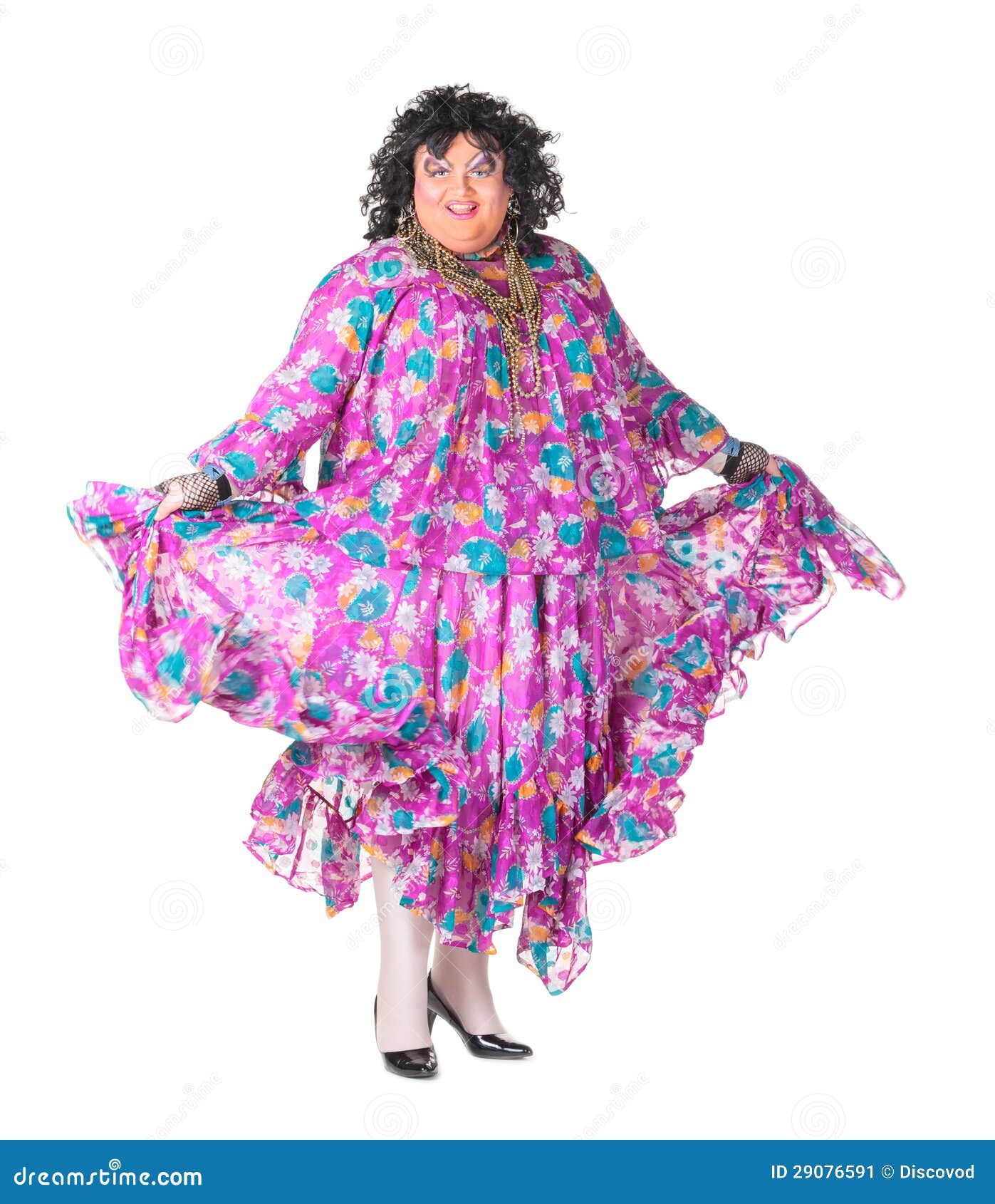 Cheerful Man, Drag Queen, in a Female Suit Stock Image - Image of frock ...