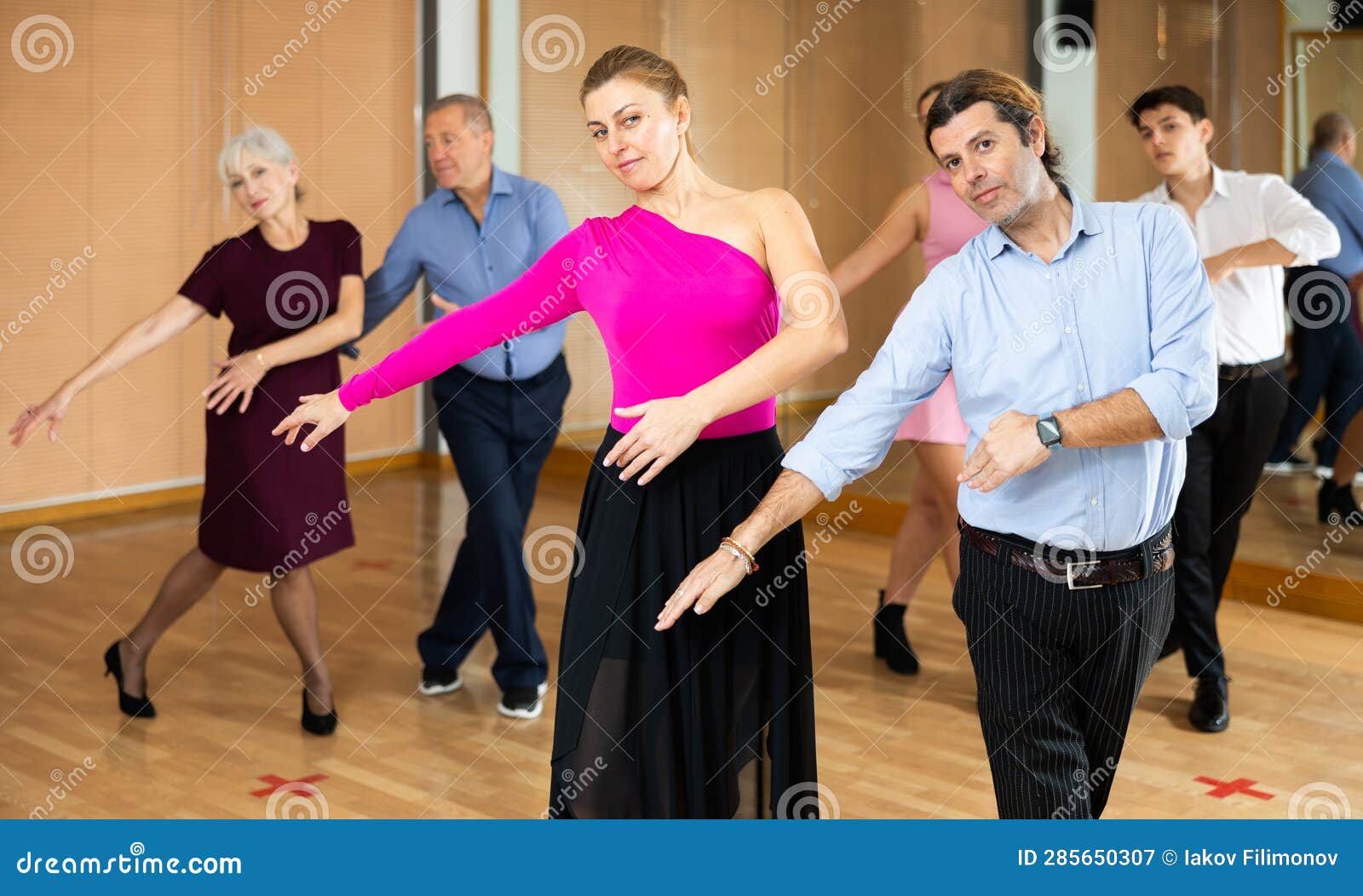 Happy Couple Performing A Paired Dance In Ballroom Stock Image Image Of Entertainment Class 