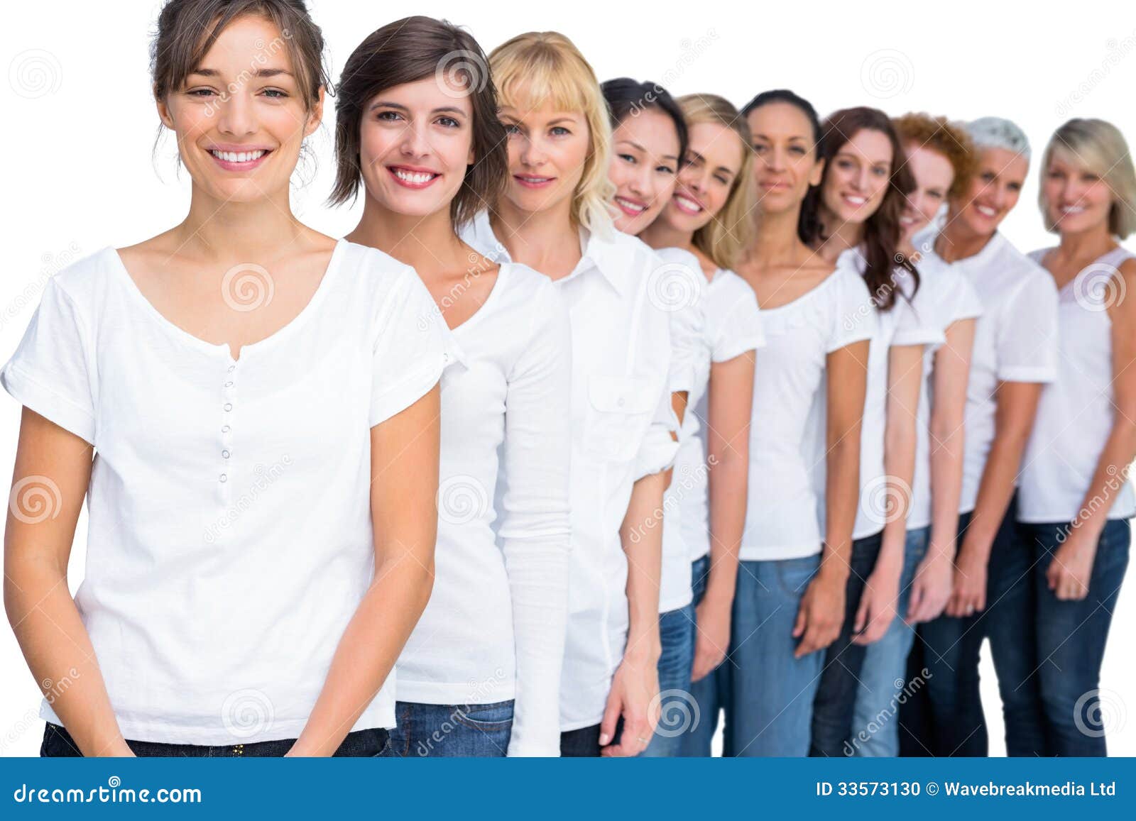 Diverse young women wear underwear sitting showing legs on beige