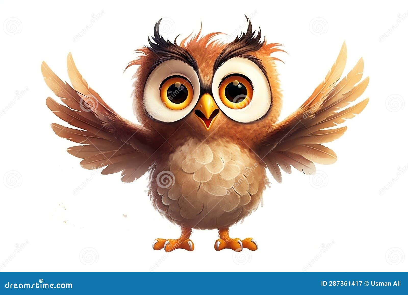 Cheerful Owl Cartoon Character on Transparent Background. AI Stock ...