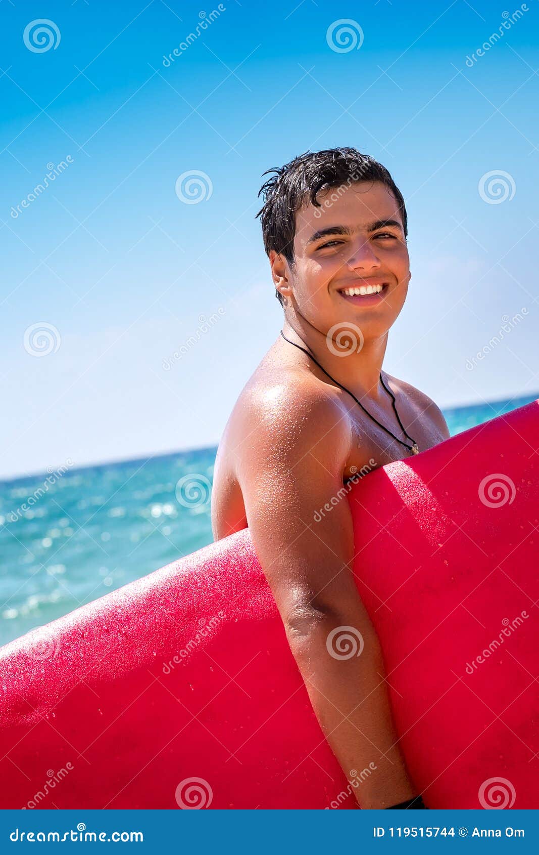 Cheerful Surfboarder Portrait Stock Photo - Image of adult, summer ...